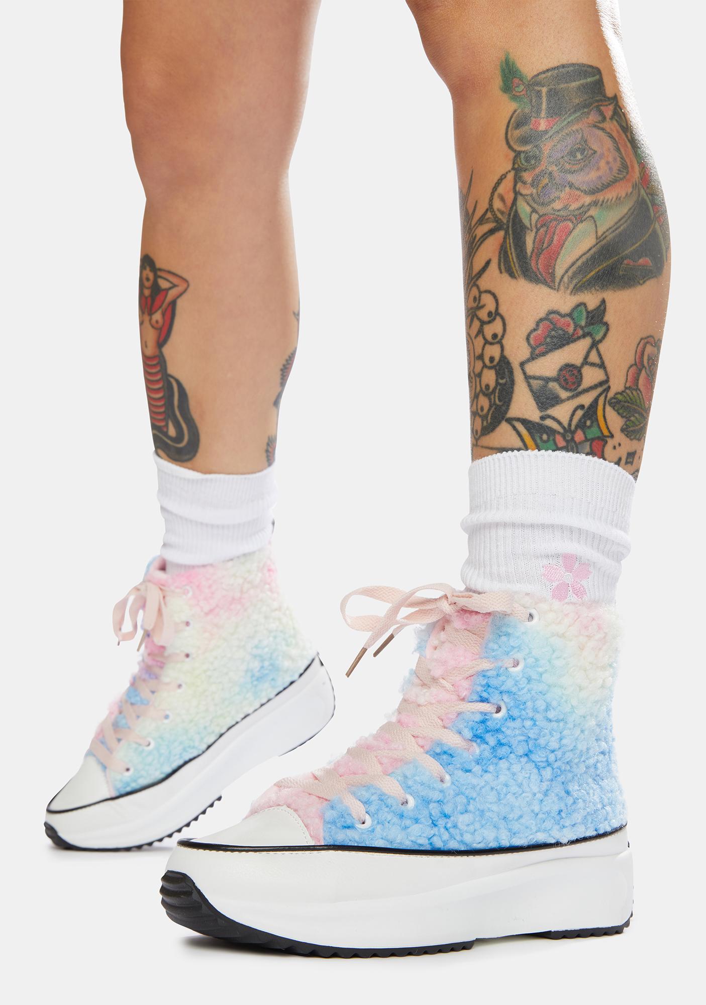 fuzzy high top sneakers
