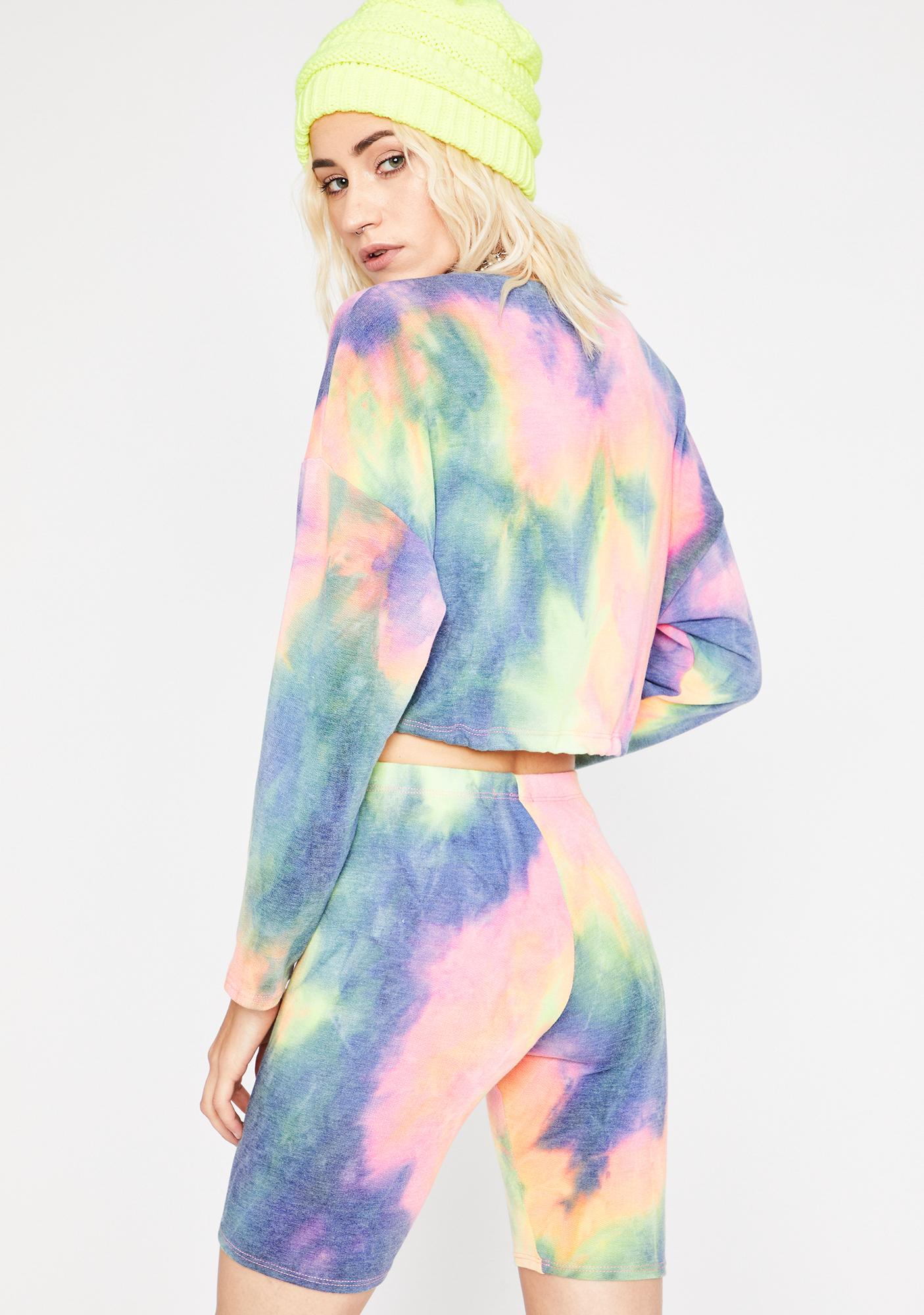 tie dye biker short set