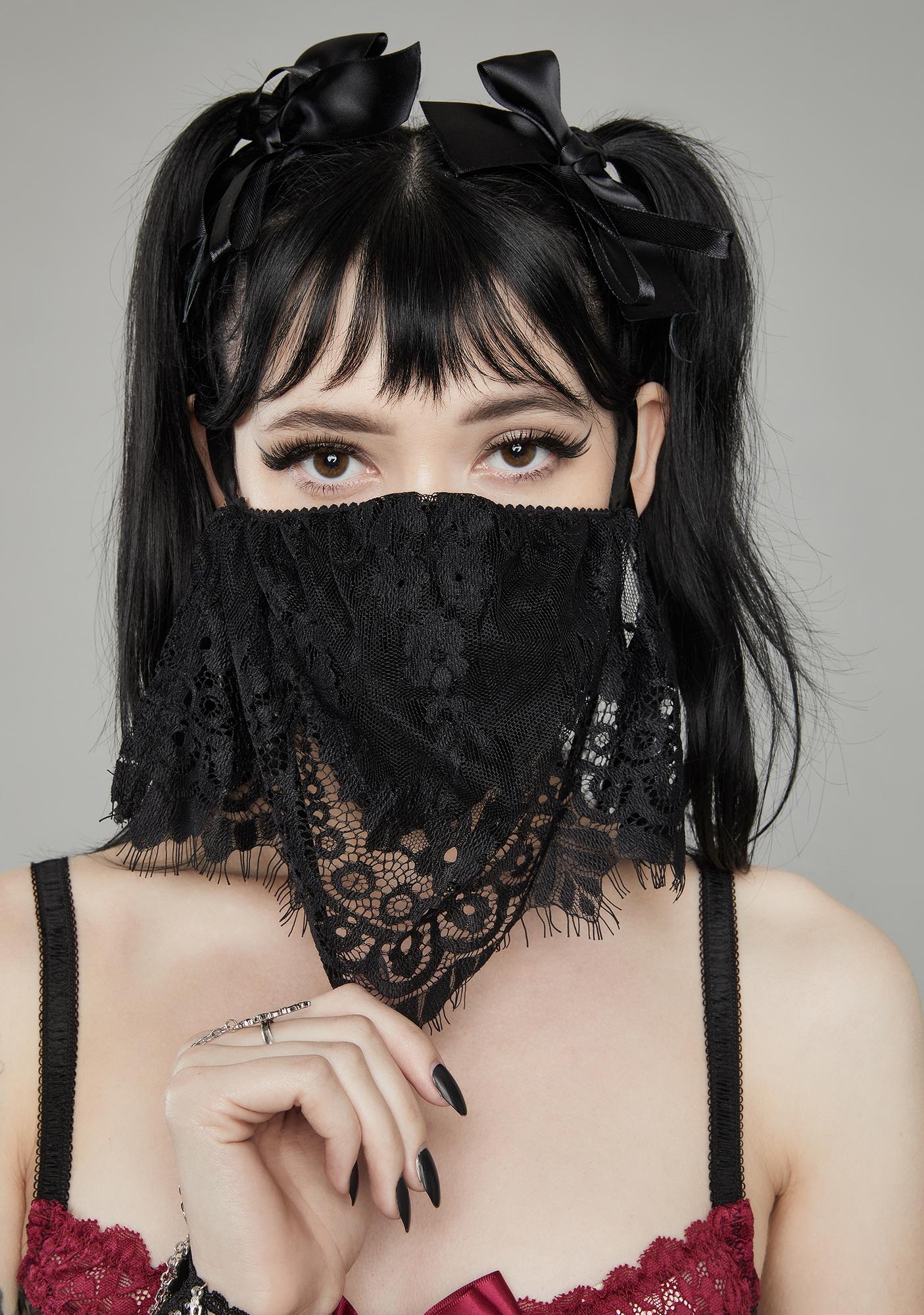 Widow Lace Veil Face Mask Black Dolls Kill