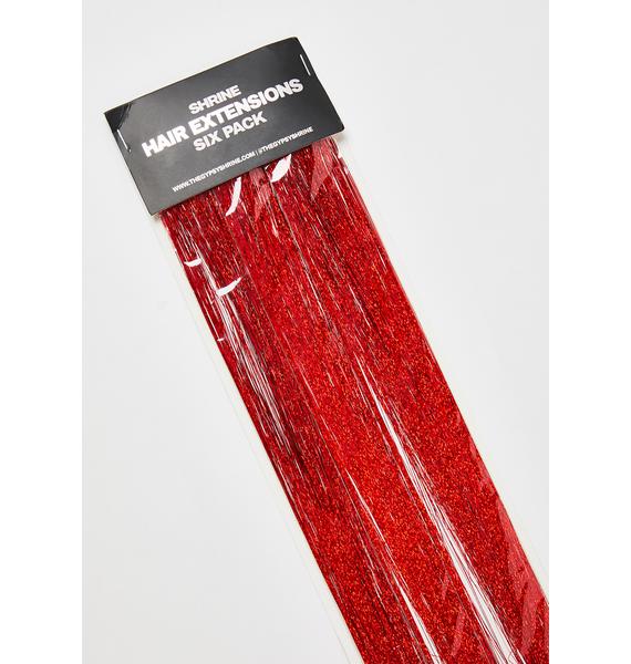 SHRINE Red Tinsel Hair Extensions Dolls Kill