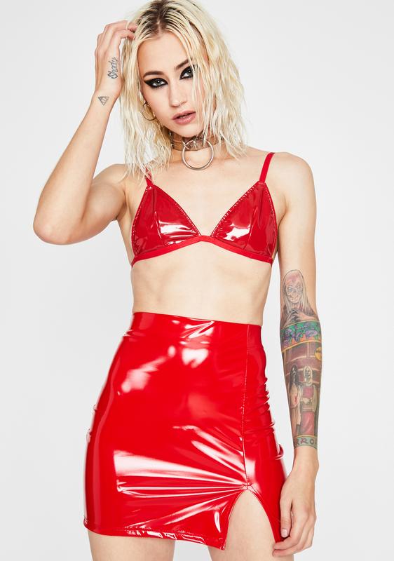 dolls kill vinyl skirt