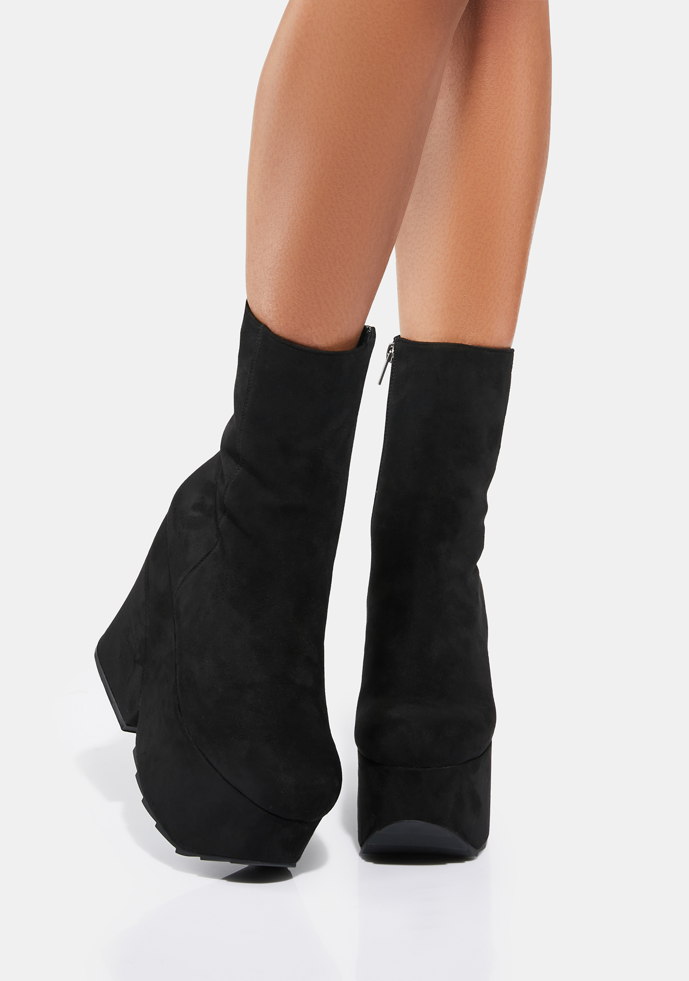 Lamoda Suede Platform Boots Black Dolls Kill