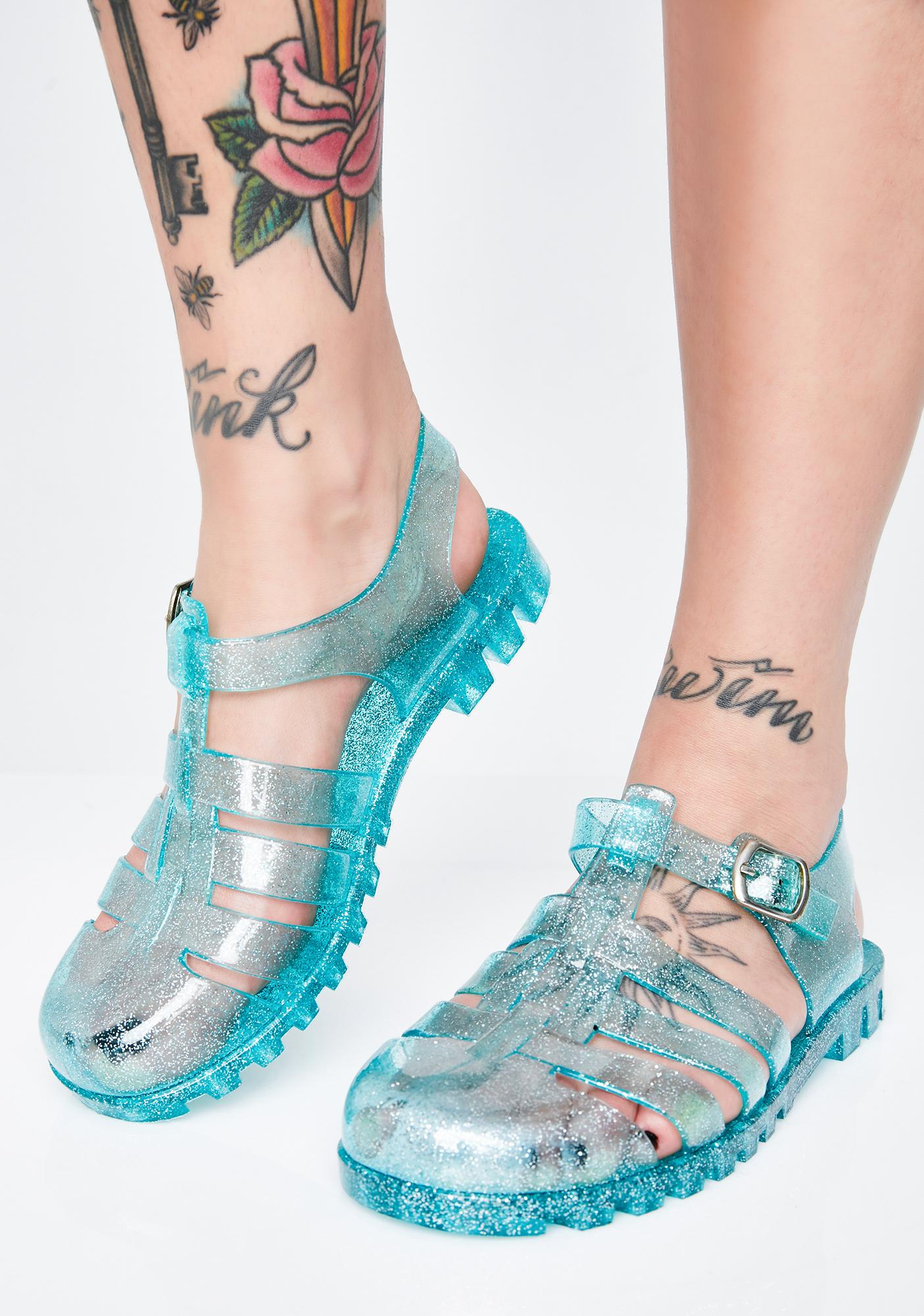 glitter jelly sandals