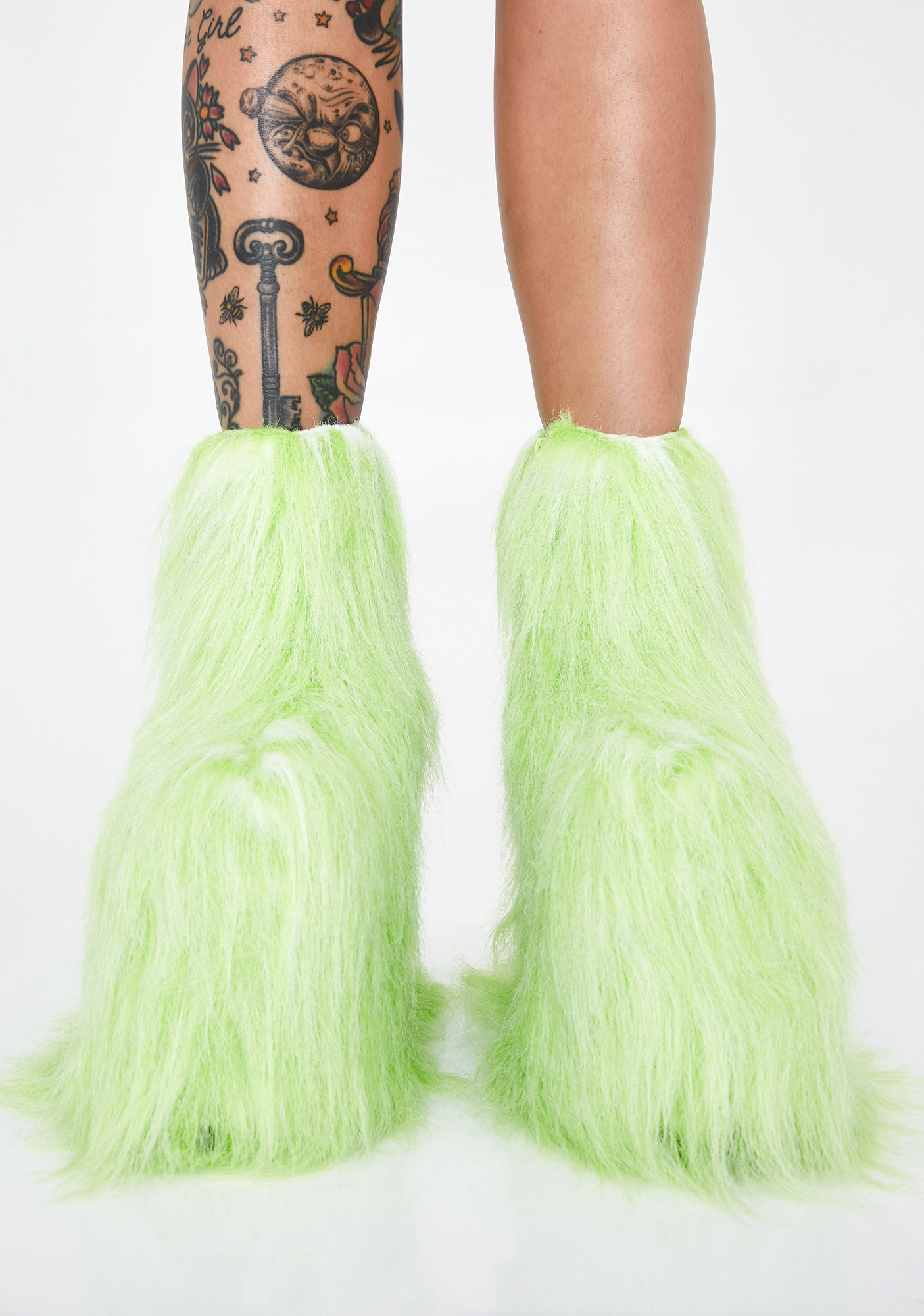 green fuzzy boots