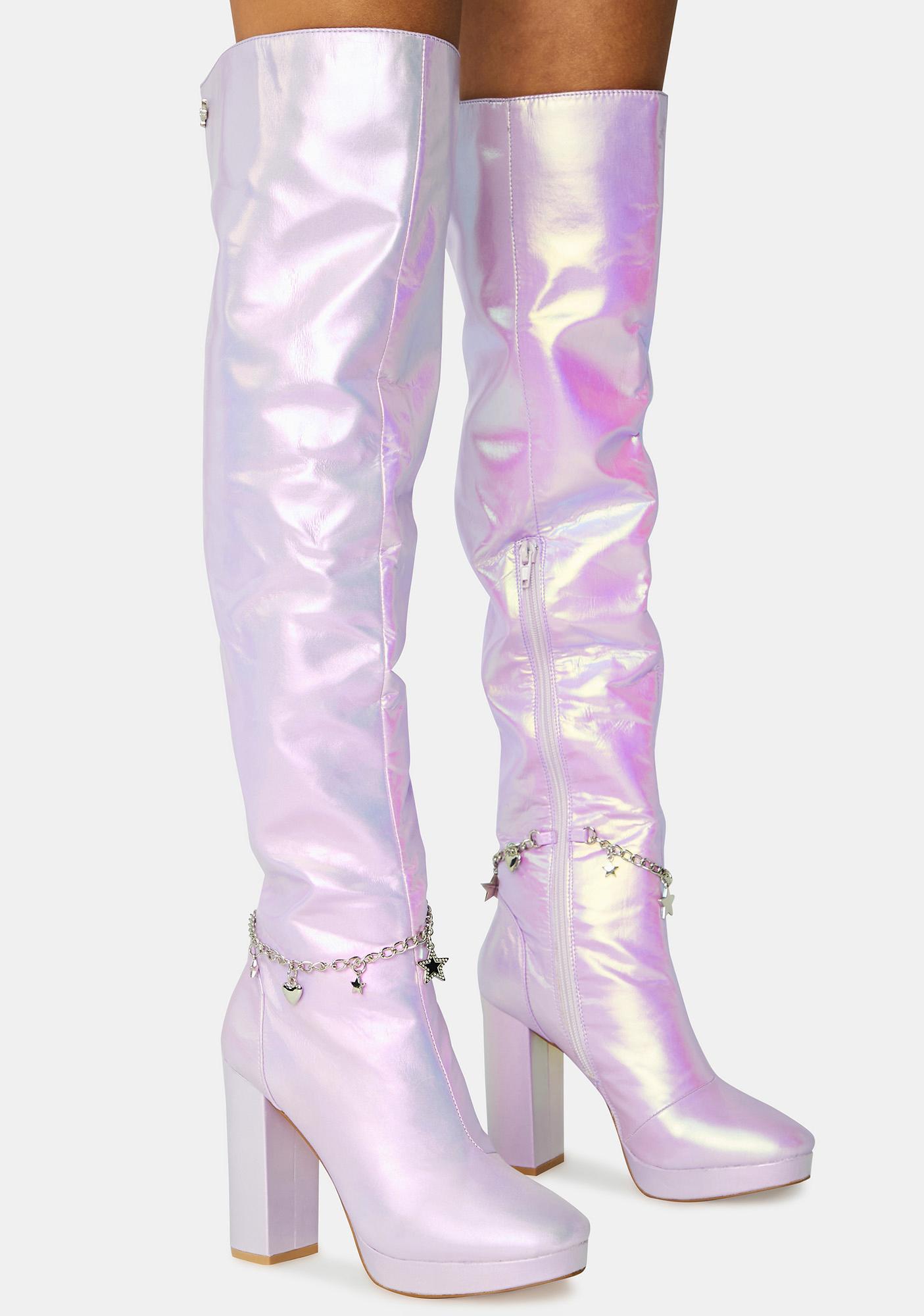 lilac thigh high boots