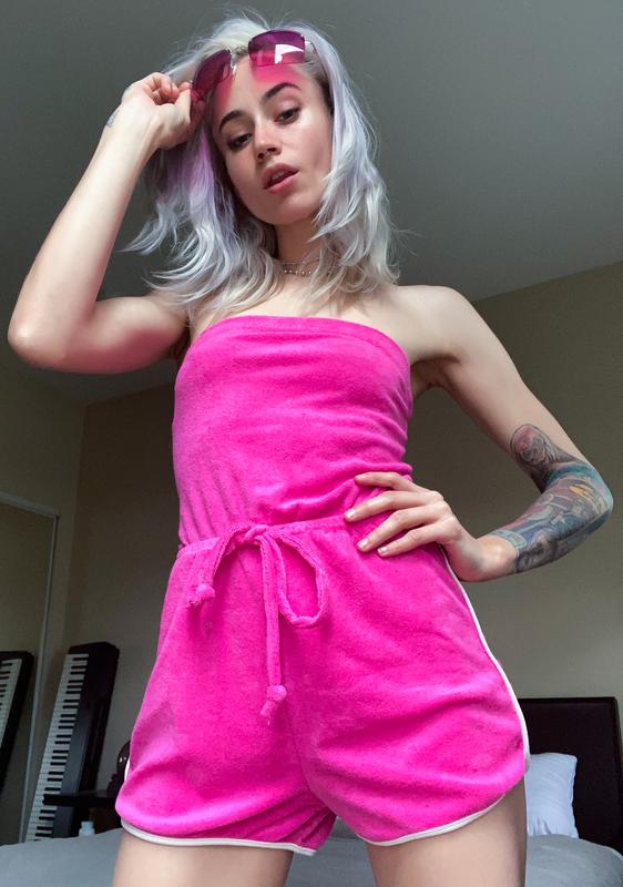 strapless terry romper