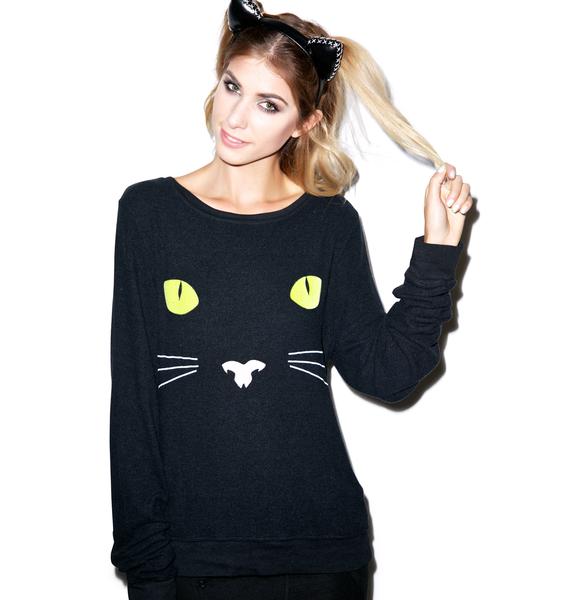 Wildfox Couture Black Cat Baggy Beach Jumper | Dolls Kill