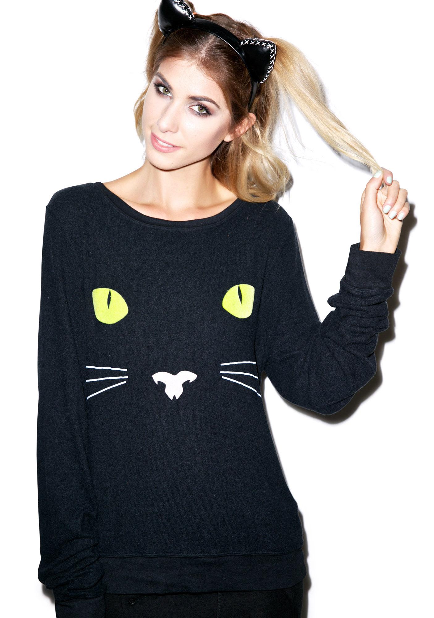 Wildfox Couture Black Cat Baggy Beach Jumper | Dolls Kill