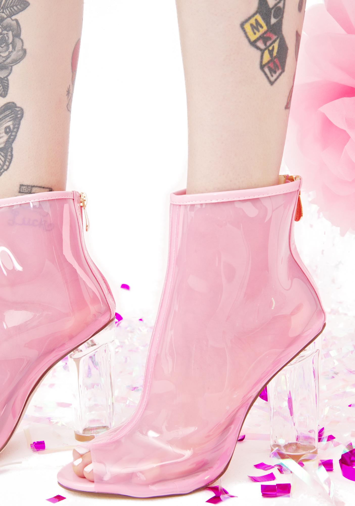 pink open toe boots