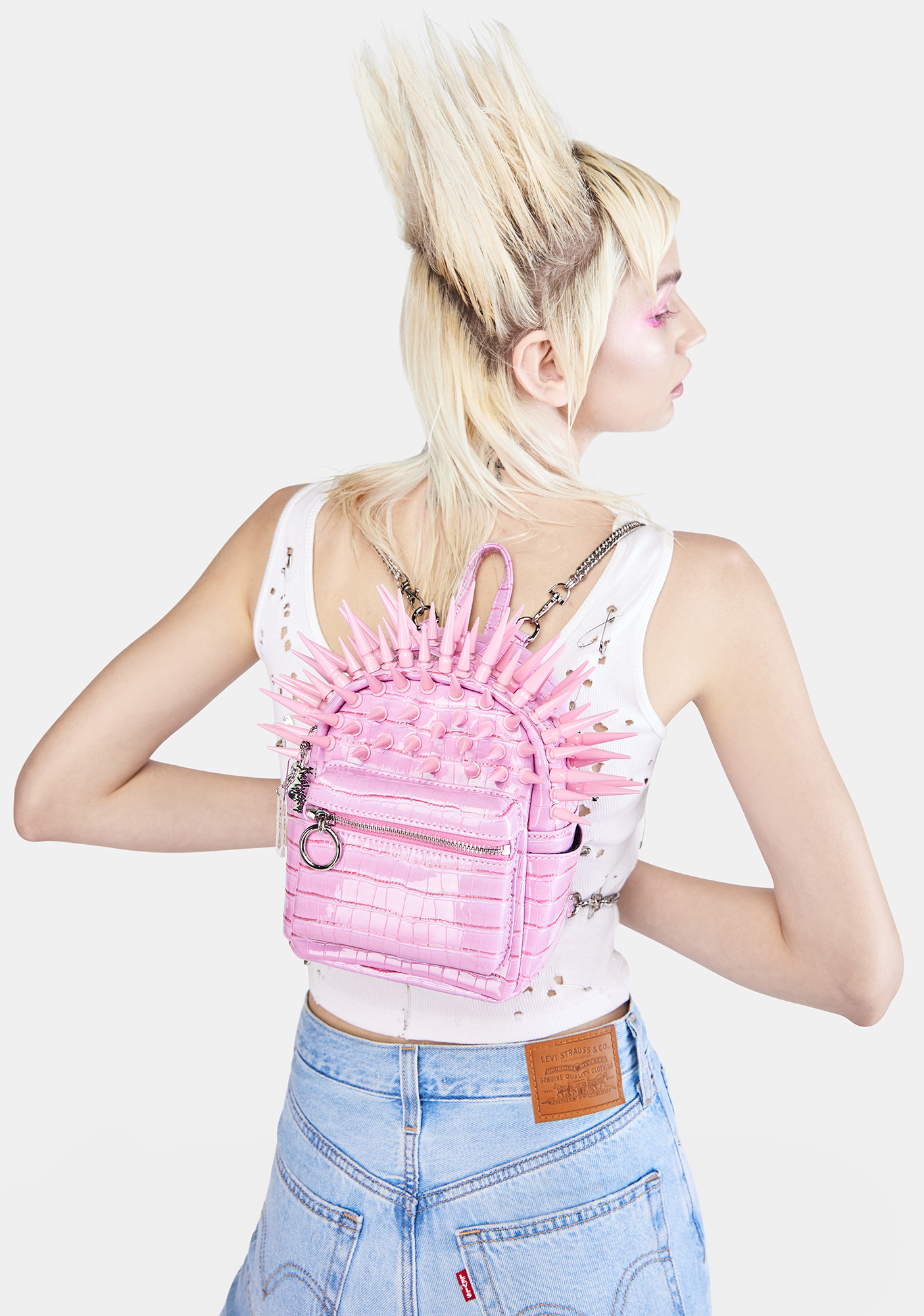 Dolls Kill x Nastygem Spiked Mini Backpack Pink Dolls Kill