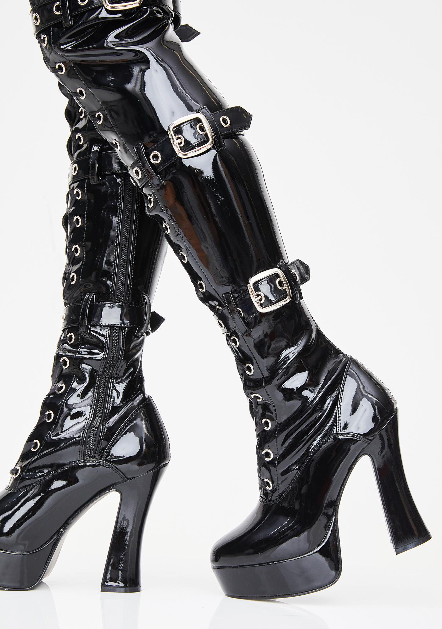 pleaser buckle boots