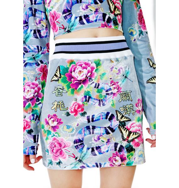 Jaded London Printed Velvet Mini Skirt Dolls Kill