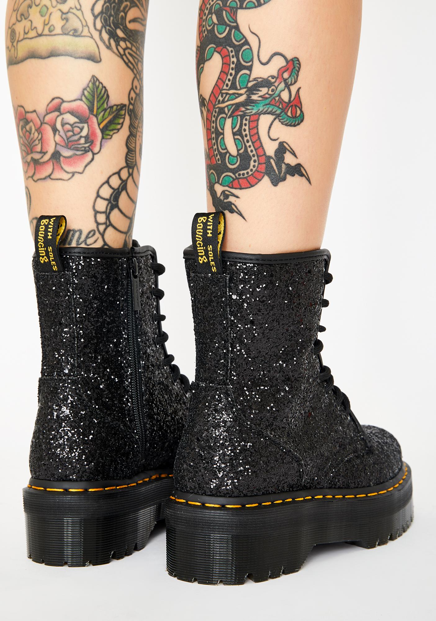 black glitter dm boots