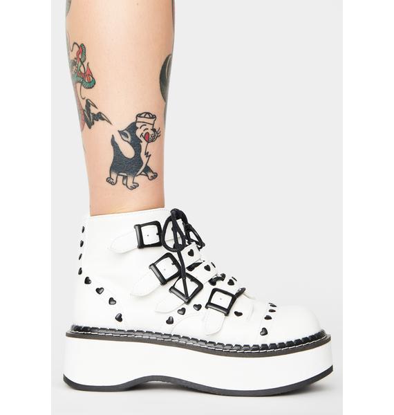 demonia buckle ankle boots