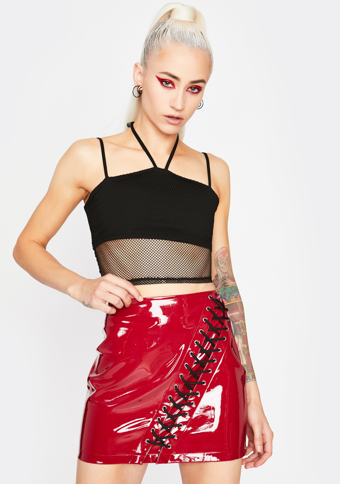 dolls kill vinyl skirt