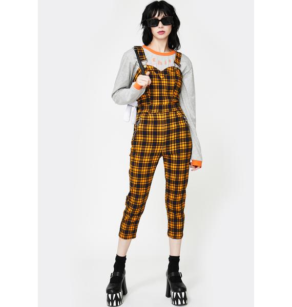 yellow checkered jumpsuit