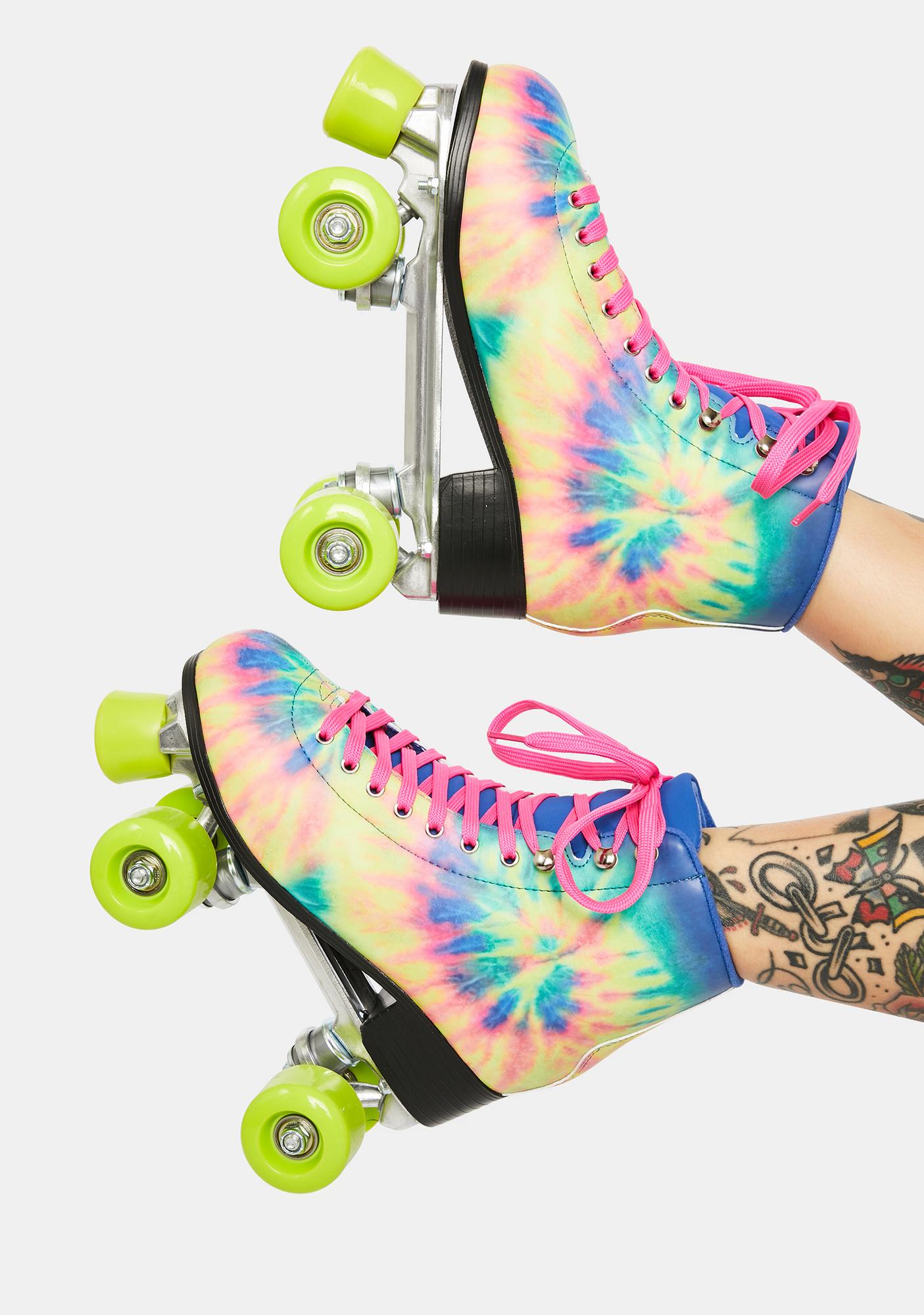 Lace Up Roller Skates Rainbow Tie Dye Dolls Kill