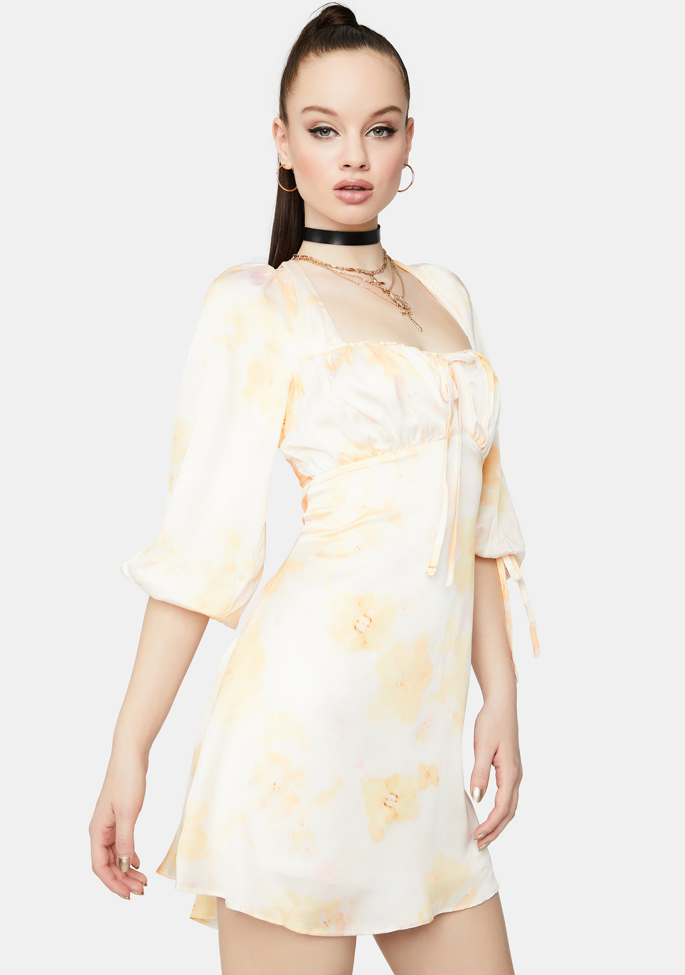 Floral Peasant Dress Orange Dolls Kill