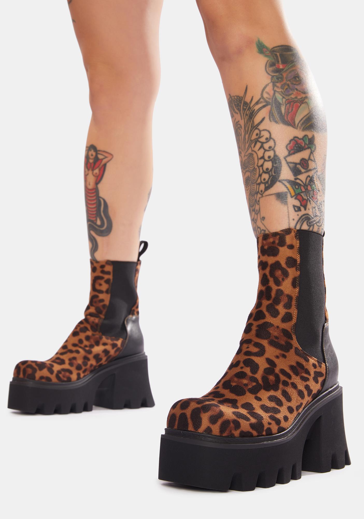 lamoda chunky creeper boots with pink hearts