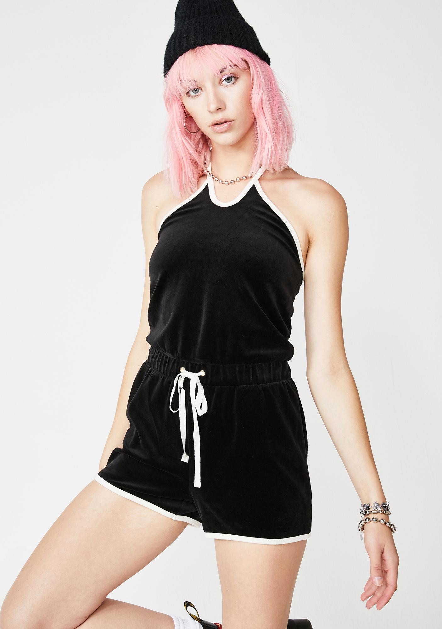 JUICY COUTURE Velour Track Halter Romper Dolls Kill