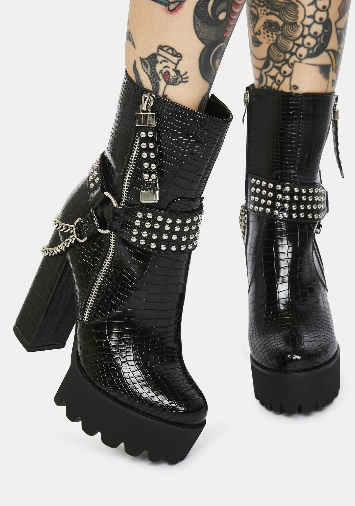 croc platform boots