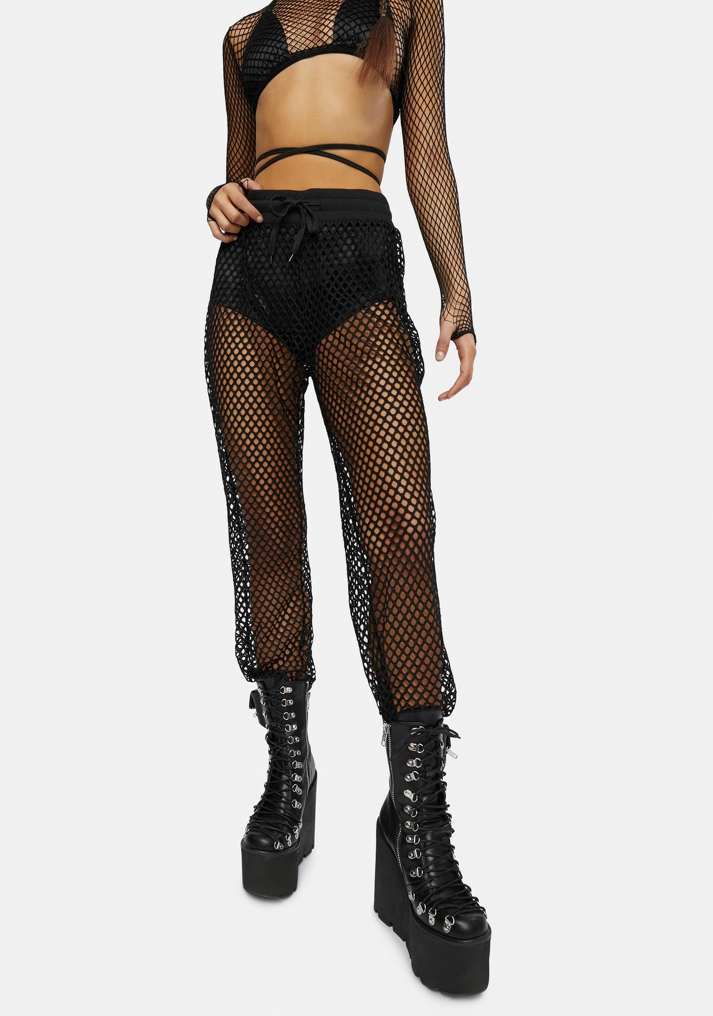 black mesh pants