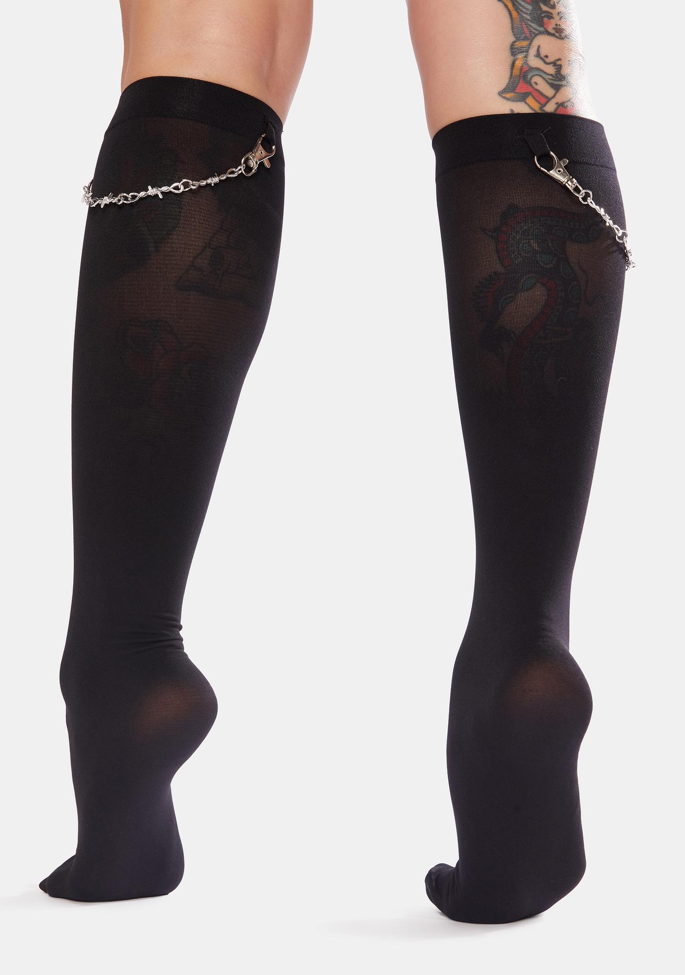 Barbed Wire Chain Knee High Socks | Dolls Kill