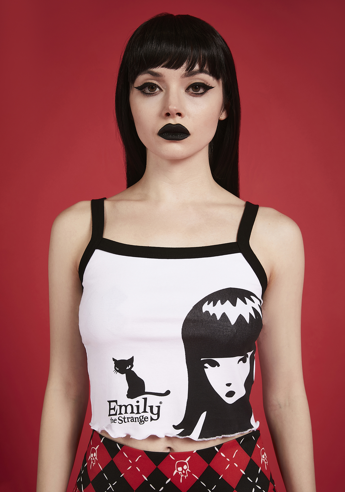 Dolls Kill X Emily The Strange Graphic Tank Top Black/White Dolls Kill