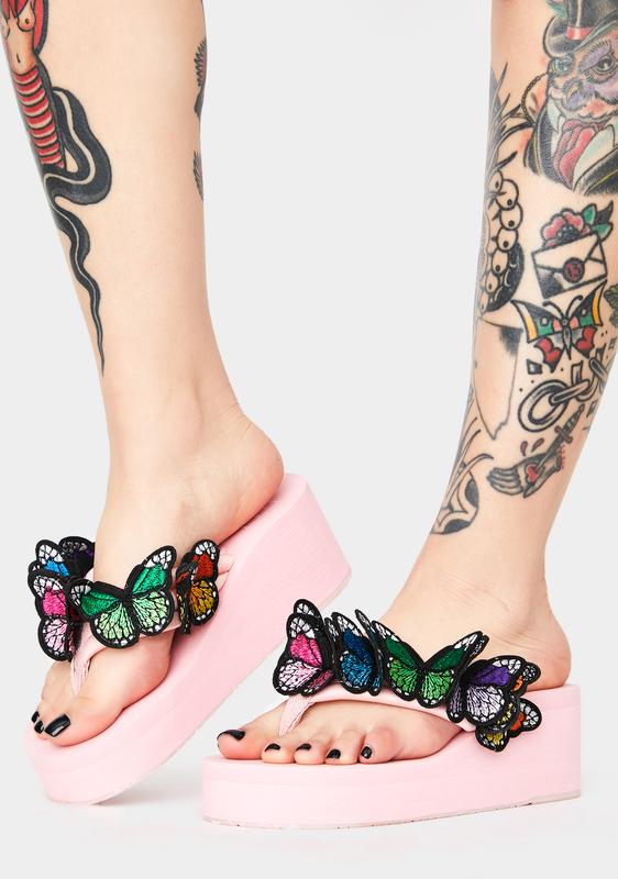 butterfly platform sandals