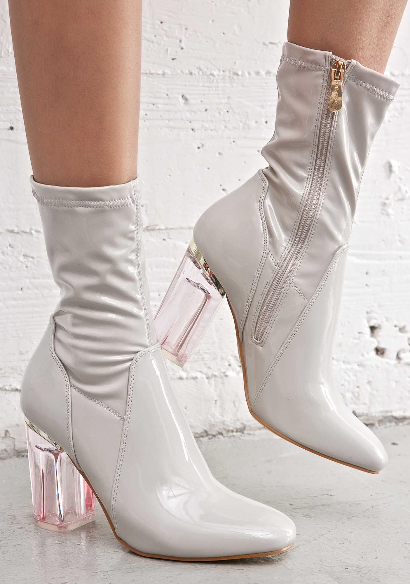 ankle boot with clear heel