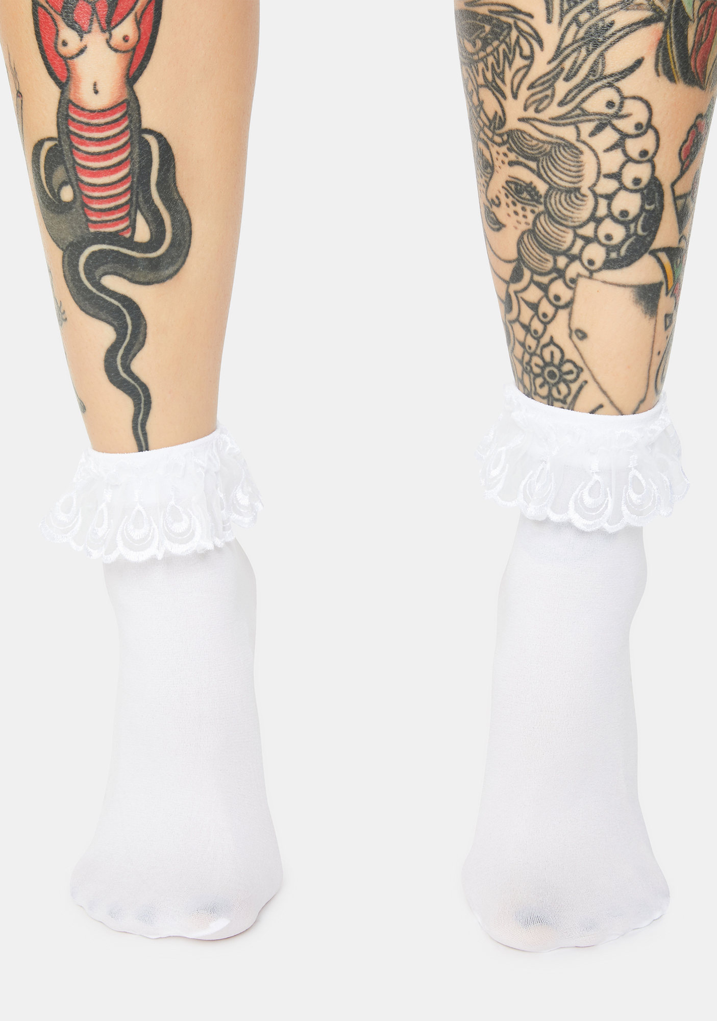 Opaque Ruffle Ankle Socks White Dolls Kill