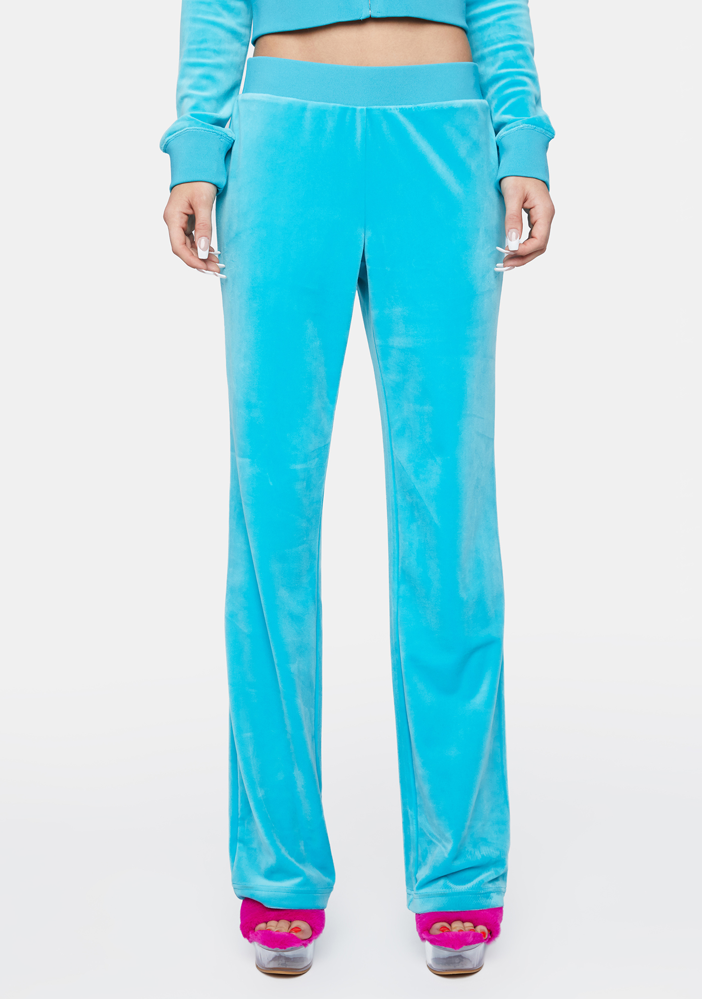 Juicy Couture Og Velour Rhinestone Track Pants Blue Crush Dolls Kill