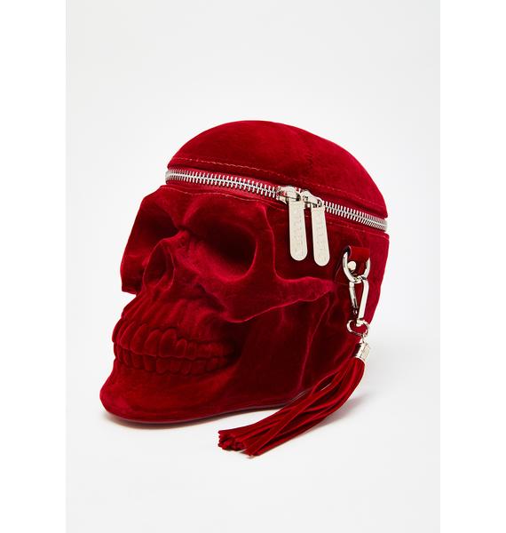 red velvet skull purse