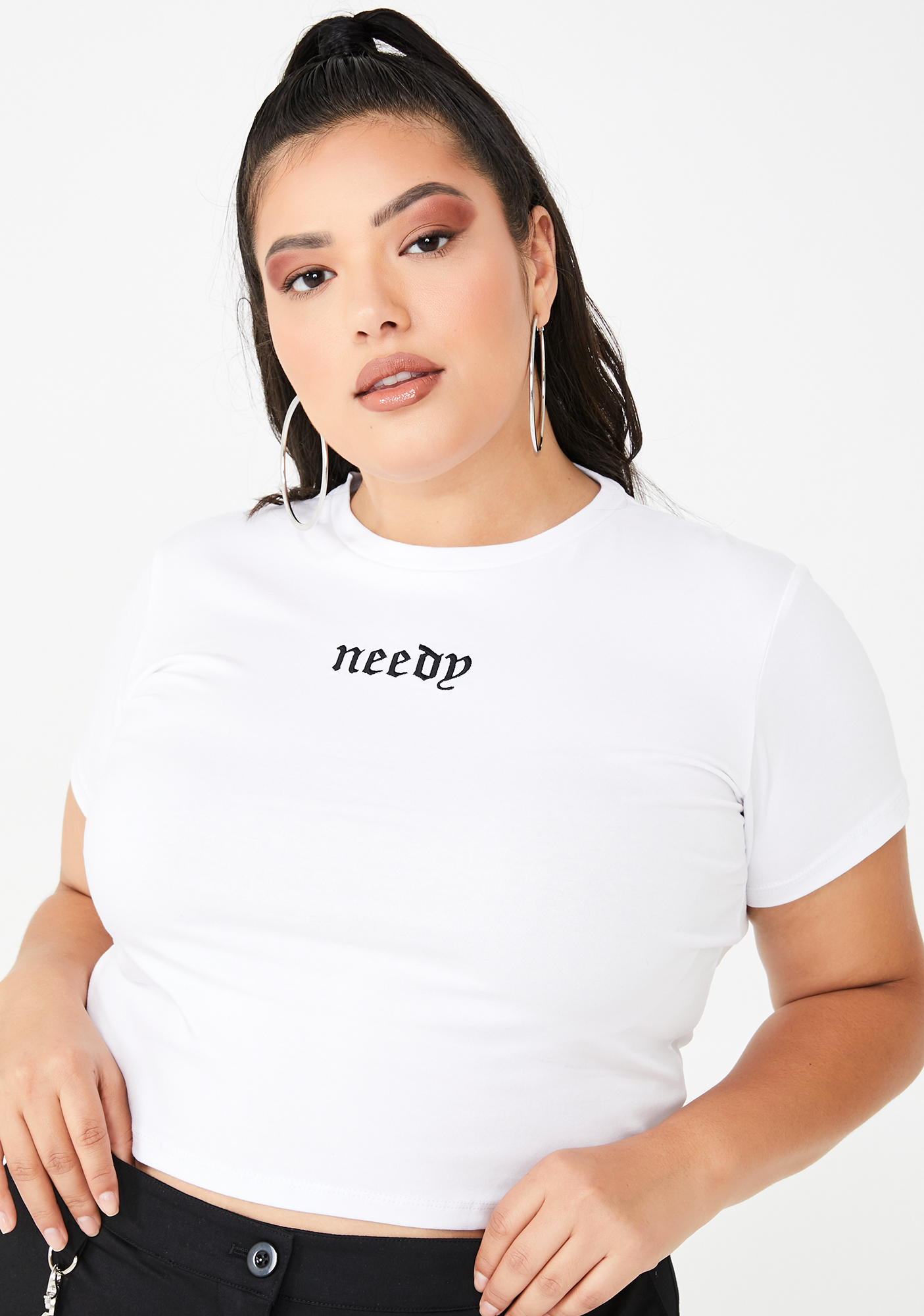 Plus Size Poster Grl Needy Embroidered Graphic Tee | Dolls Kill