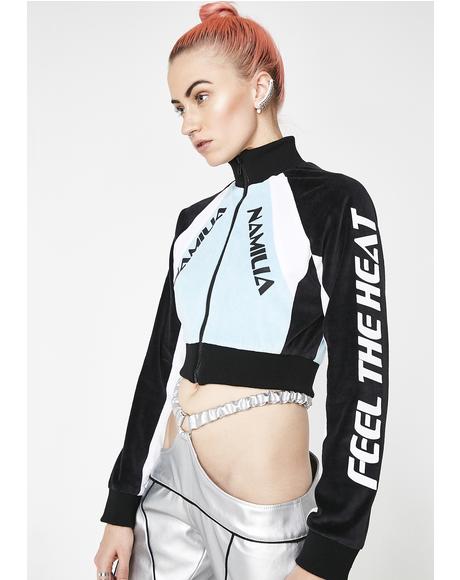 Sky Velour Motocross Crop Jacket