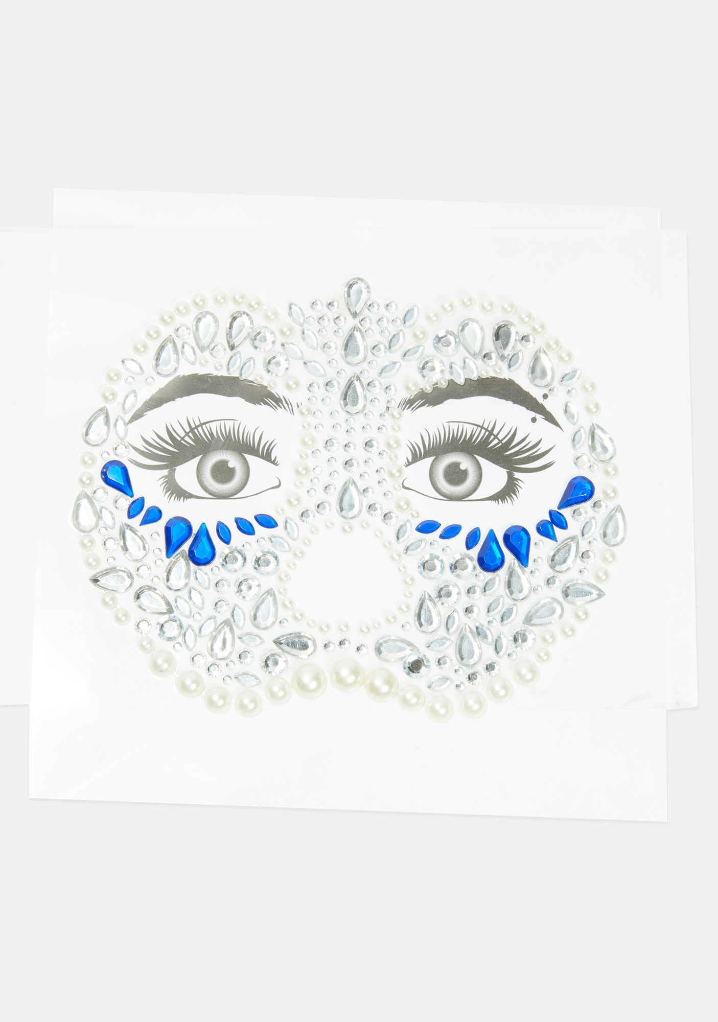 Halloween Crystal Pearl Face Gems Iridescent Blue Dolls Kill