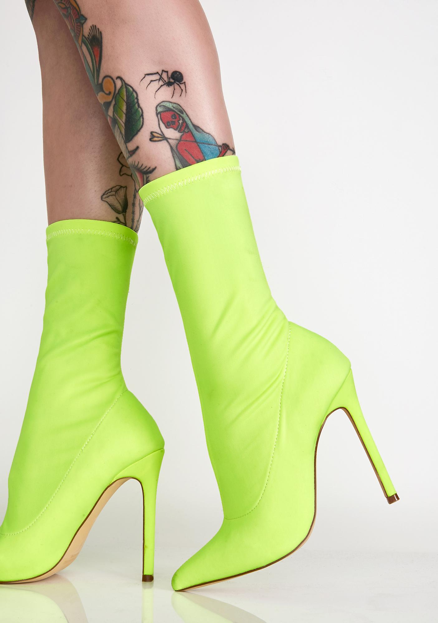 neon bootie heels