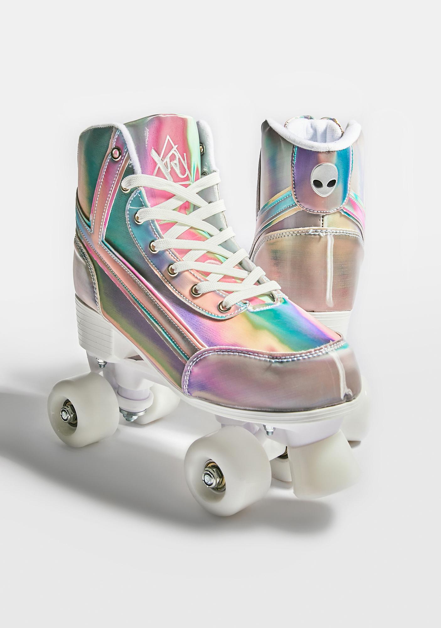 Y.R.U. Qozmiq Iridescent Quad Roller Skates Dolls Kill