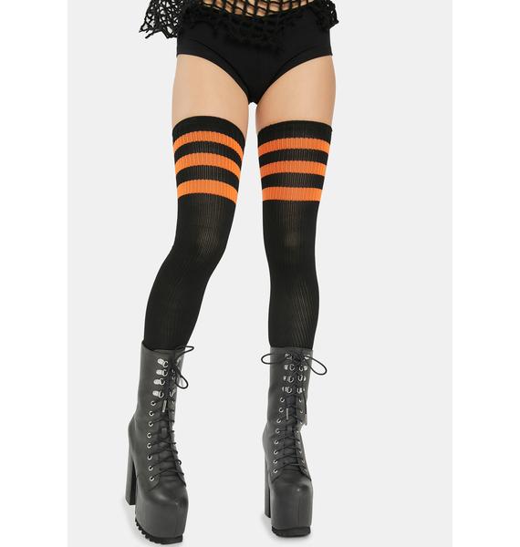orange and black thigh high socks