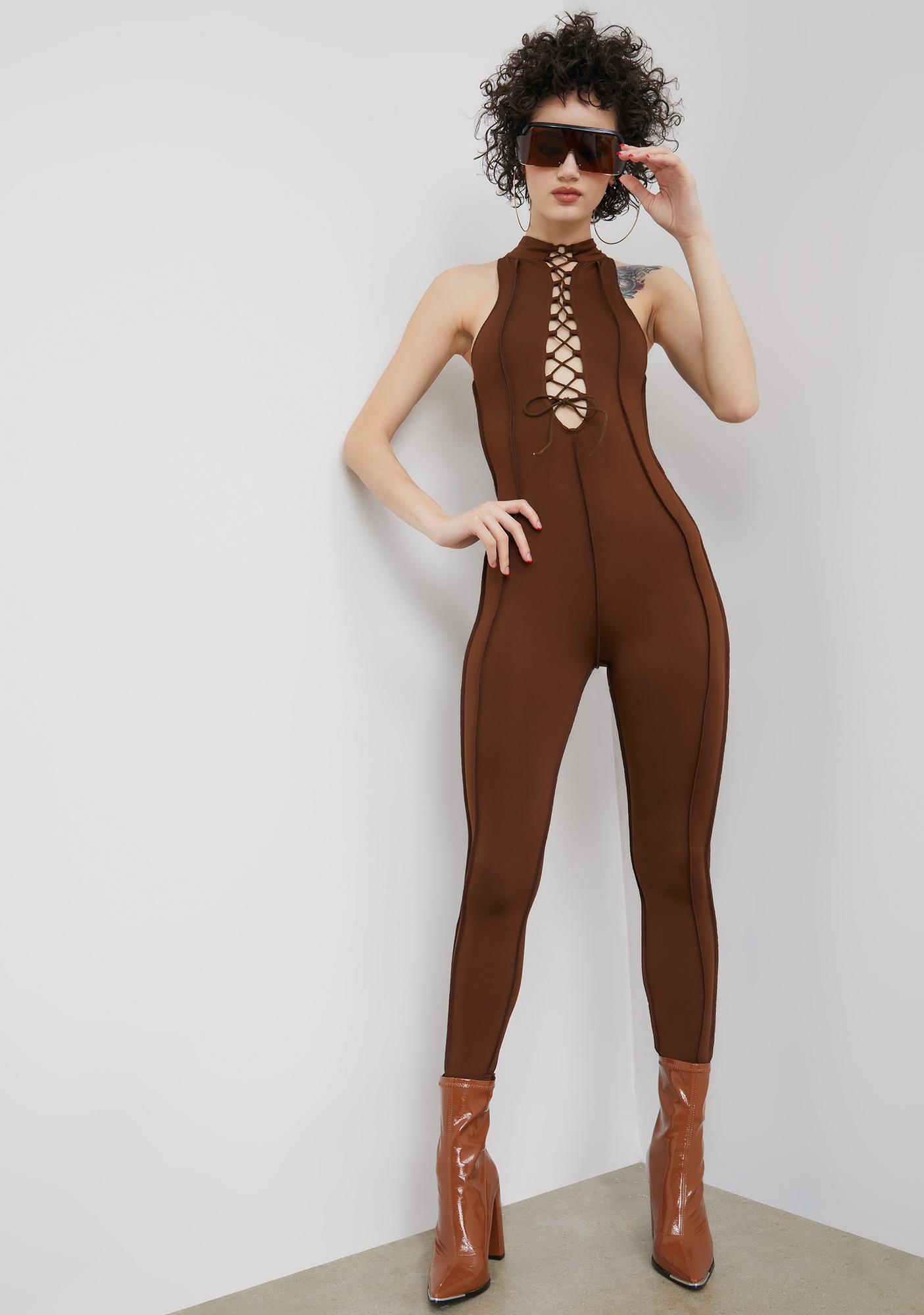 brown bodycon romper