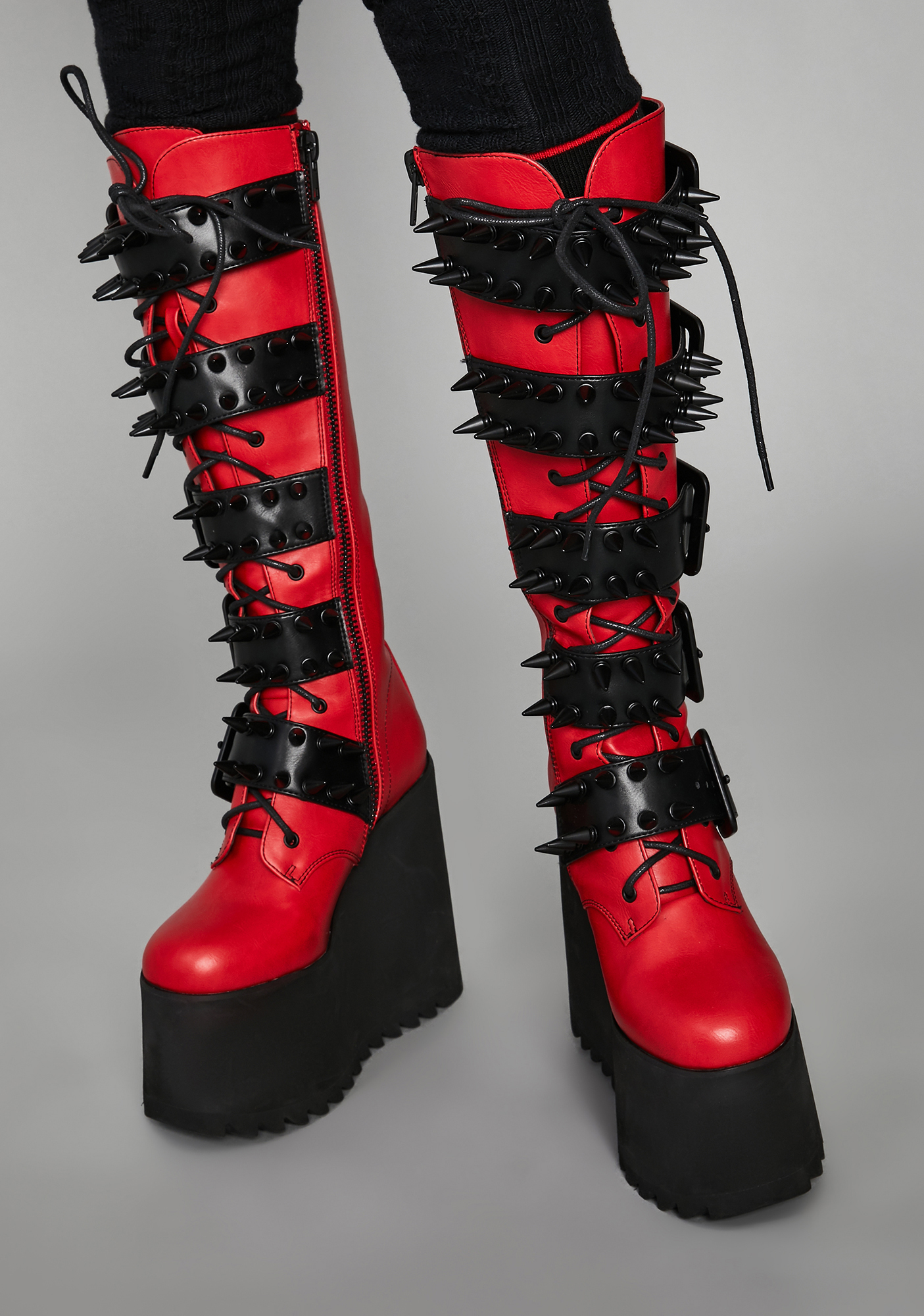 red platform boots