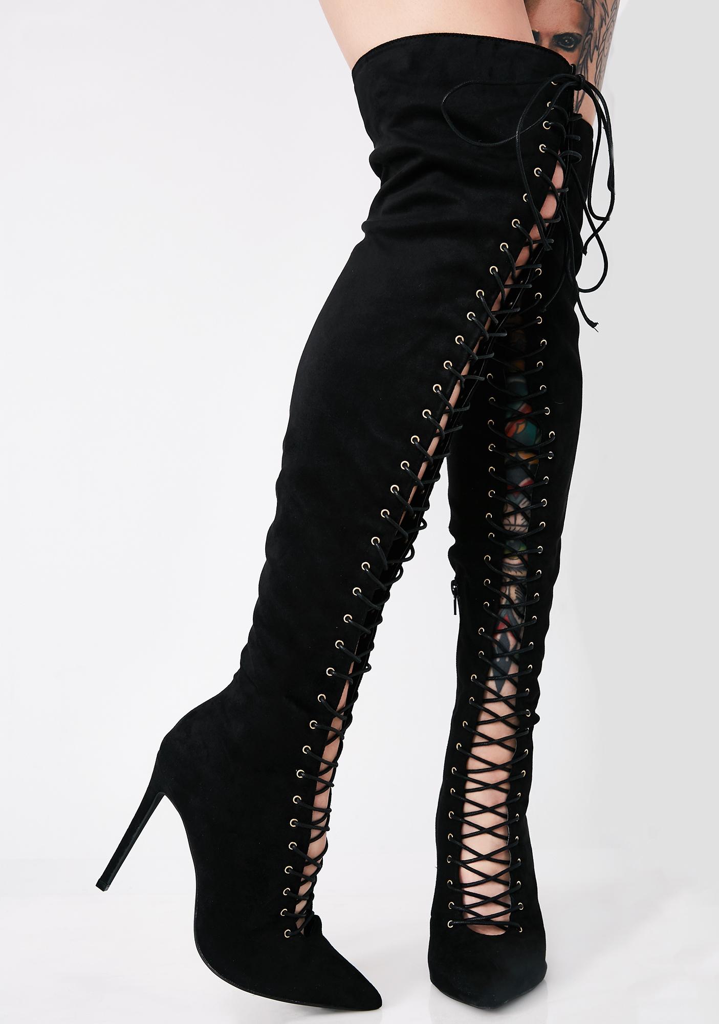 thigh high lace up boots
