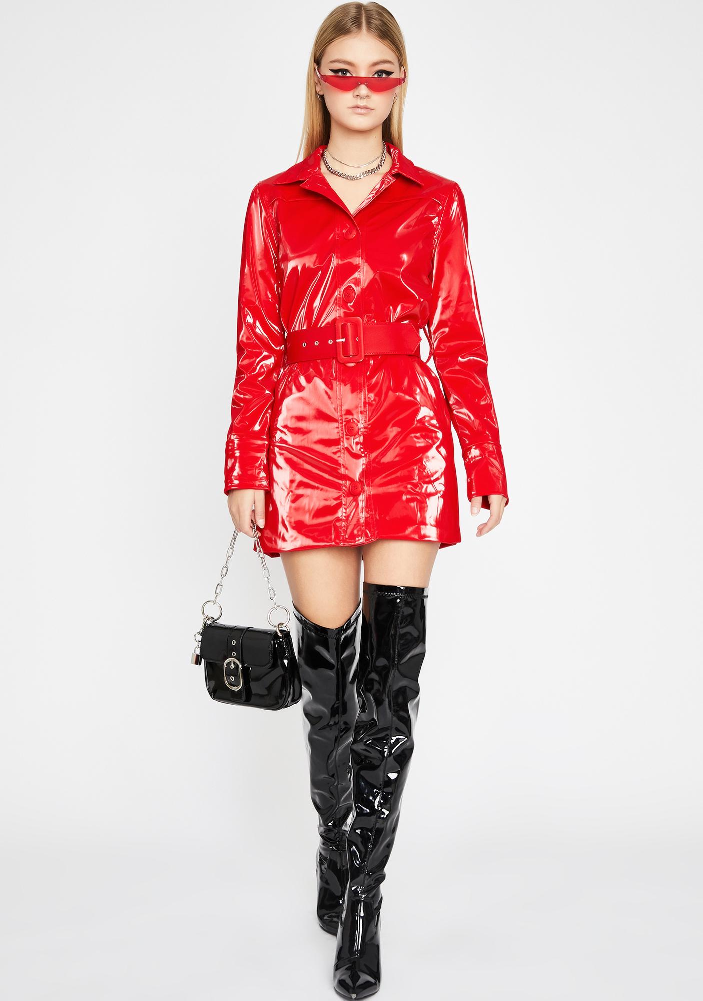 Red Belted Trench Coat | Dolls Kill