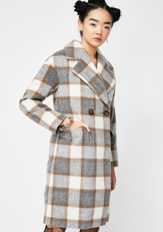 check print trench coat