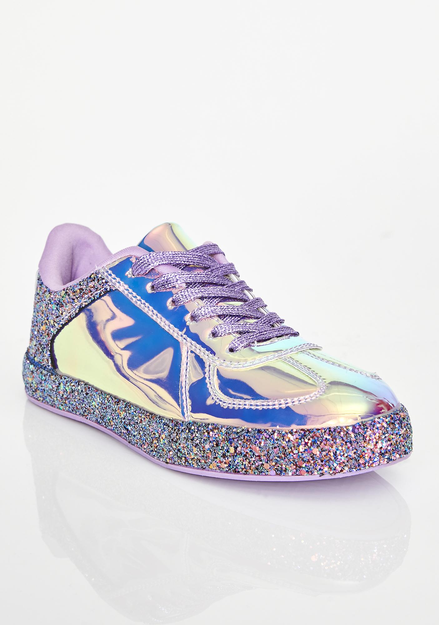 pink holographic sneakers