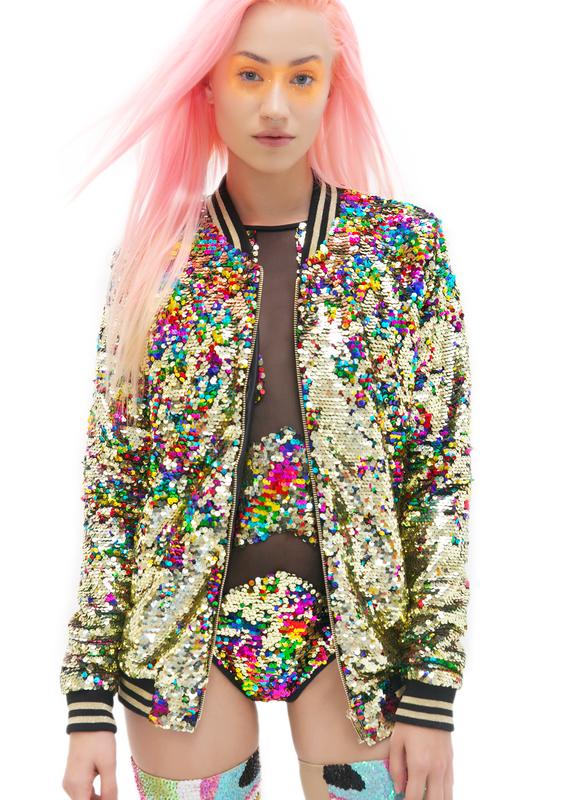 rainbow glitter jacket