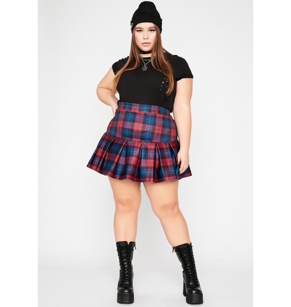 Plus Size Plaid Pleated Mini Skirt - Red Navy | Dolls Kill