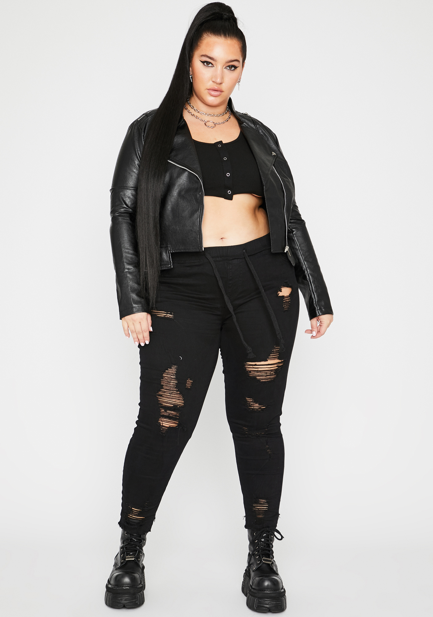 plus size cropped moto jacket