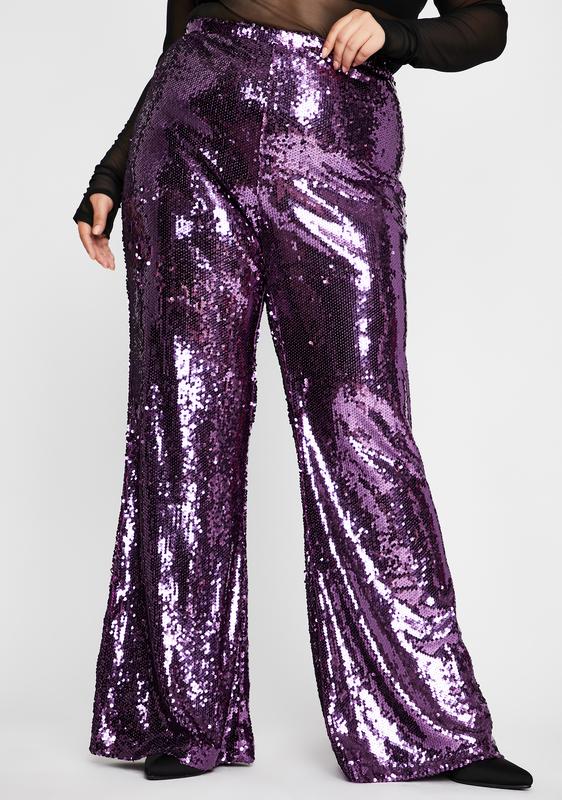 purple sequin pants
