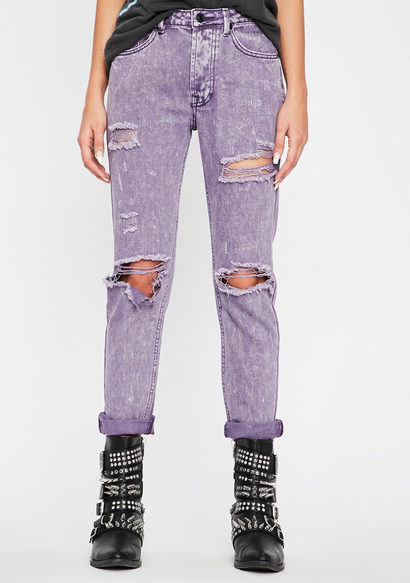 purple ripped jeans